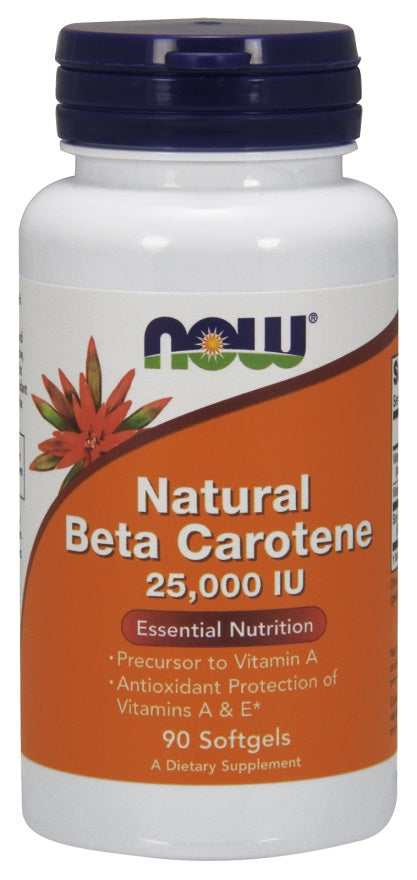 NOW Foods Beta Carotene Natural, 25 000 IU - 90 softgels | High-Quality Health and Wellbeing | MySupplementShop.co.uk