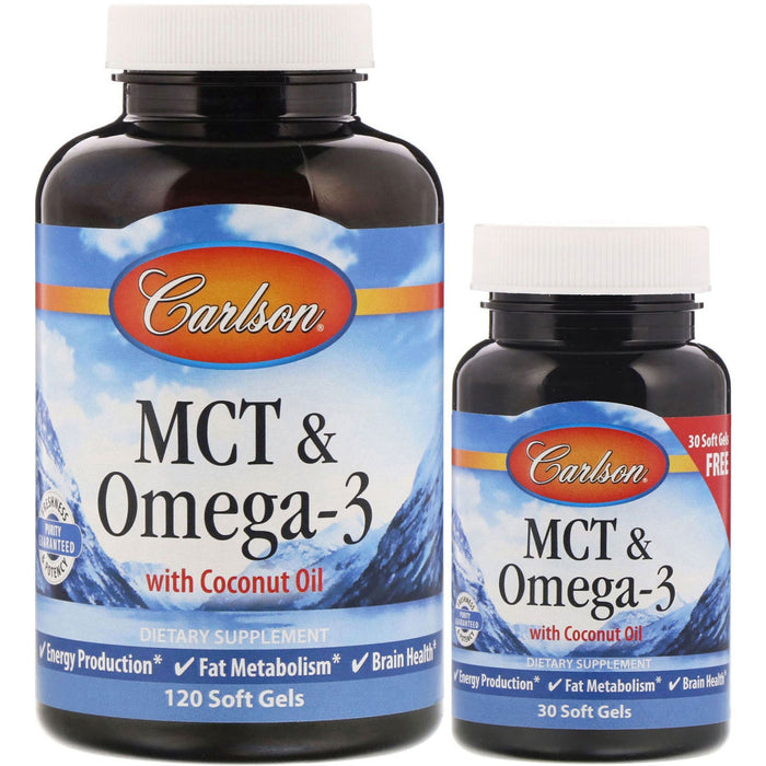 Carlson Labs MCT & Omega-3 - 120 + 30 softgels - Omegas, EFAs, CLA, Oils at MySupplementShop by Carlson Labs