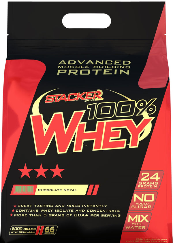 Stacker2 Europe 100% Whey, Chocolate - 2000 grams | High-Quality Protein | MySupplementShop.co.uk