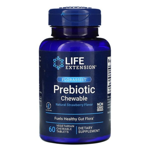 Life Extension Florassist Prebiotic Chewable, Natural Strawberry - 60 vegetarian chewable tabs | High-Quality Health and Wellbeing | MySupplementShop.co.uk