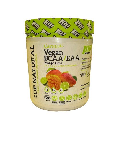 1Up Nutrition Natural Vegan BCAA/EAA, Mango Lime - 360 grams | High-Quality Amino Acids and BCAAs | MySupplementShop.co.uk