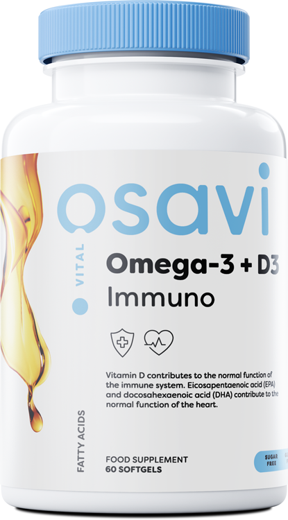 Osavi Omega-3 + D3 Immuno, Lemon - 60 softgels | High-Quality Omega-3 | MySupplementShop.co.uk