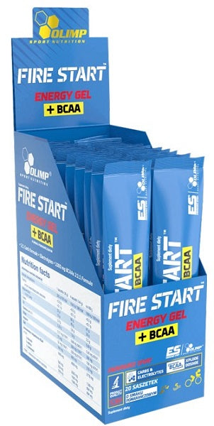 Olimp Nutrition Fire Start Energy Gel + BCAA, Green Apple - 20 sachets | High-Quality Amino Acids and BCAAs | MySupplementShop.co.uk