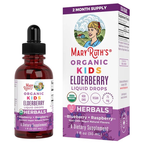 MaryRuth Organics Organic Kids Elderberry Liquid Drops, Blueberry & Raspberry - 30 ml. | High-Quality Sports Supplements | MySupplementShop.co.uk