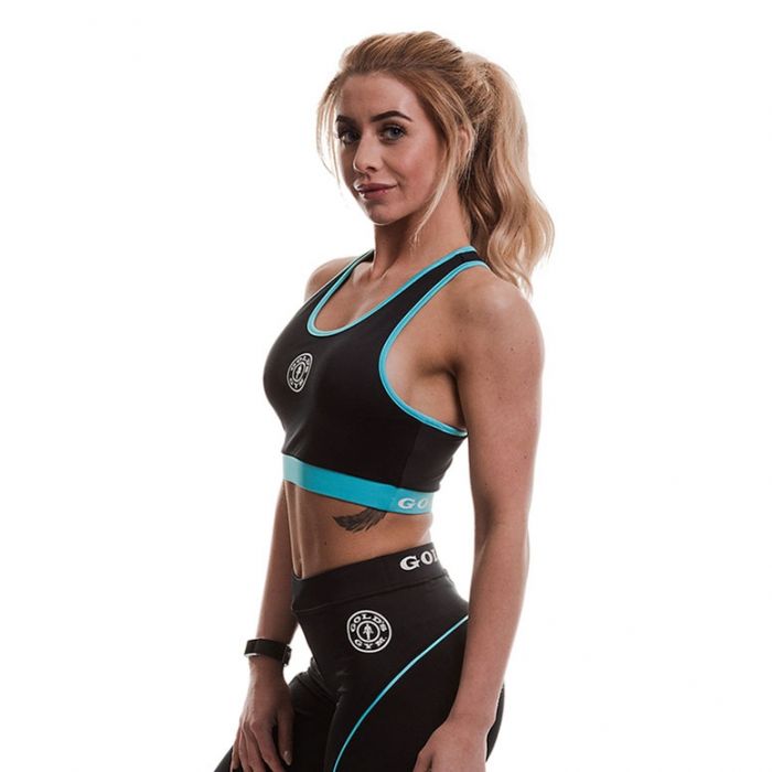 Gold's Gym Ladies Sports Crop Top - Black/Turquoise